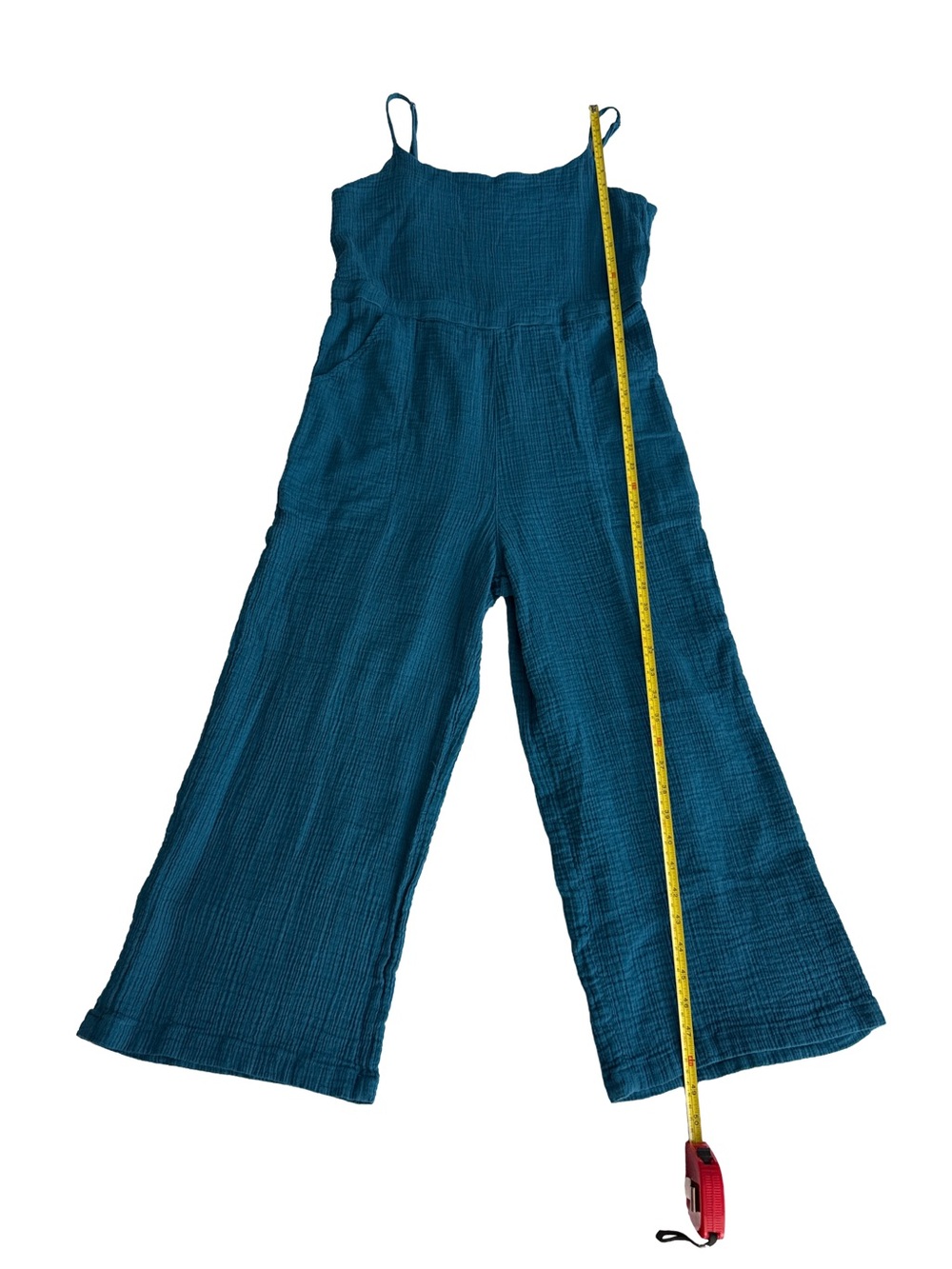 CARVE DESIGNS Women's Knox Gauze Junpsuit Turquoise Blue Organic Cotton Medium - Picture 8 of 11